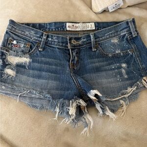 Low rise Hollister Women's Distressed Blue Jean Shorts